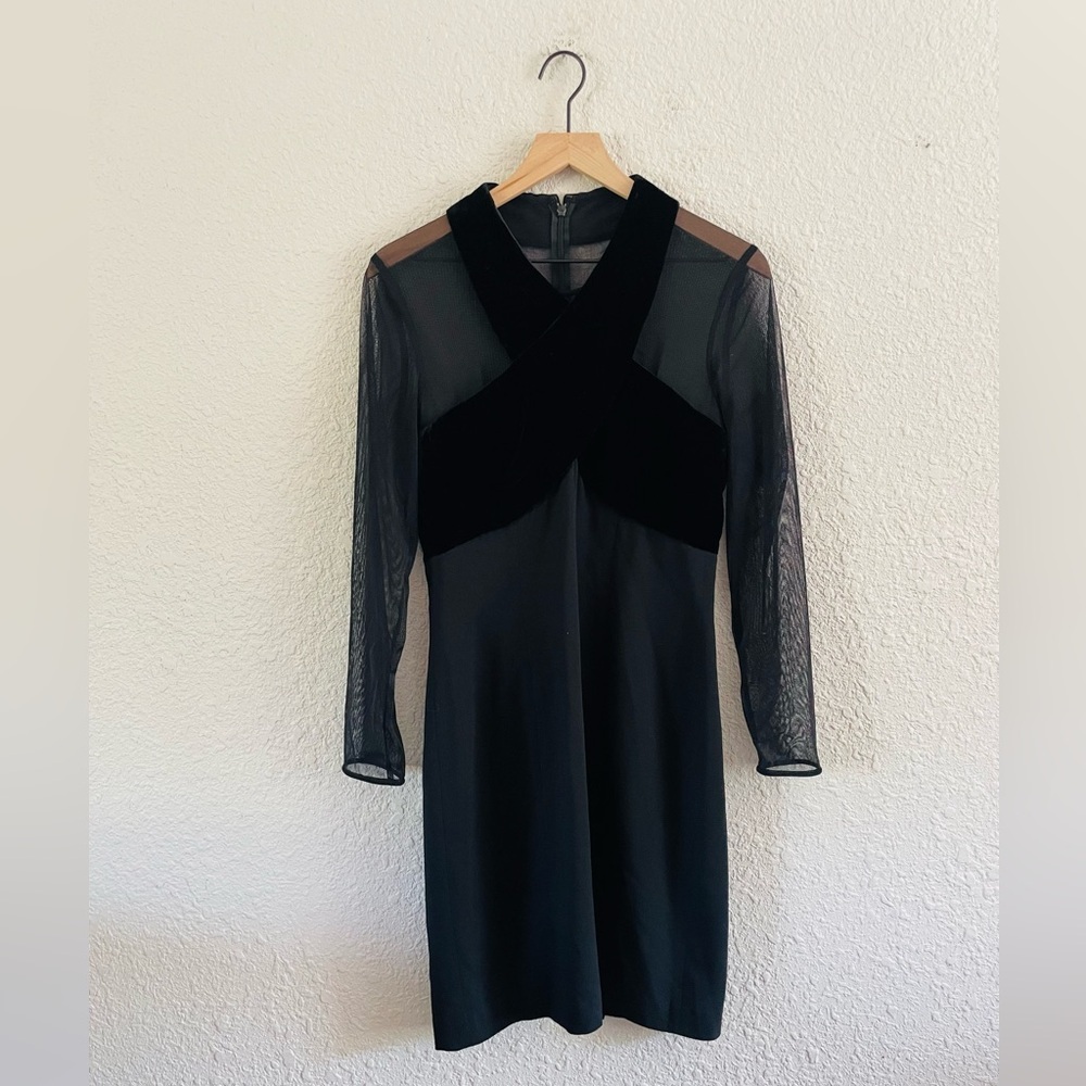 Rimini 80s Sheer & Velvet Black Vintage Dress